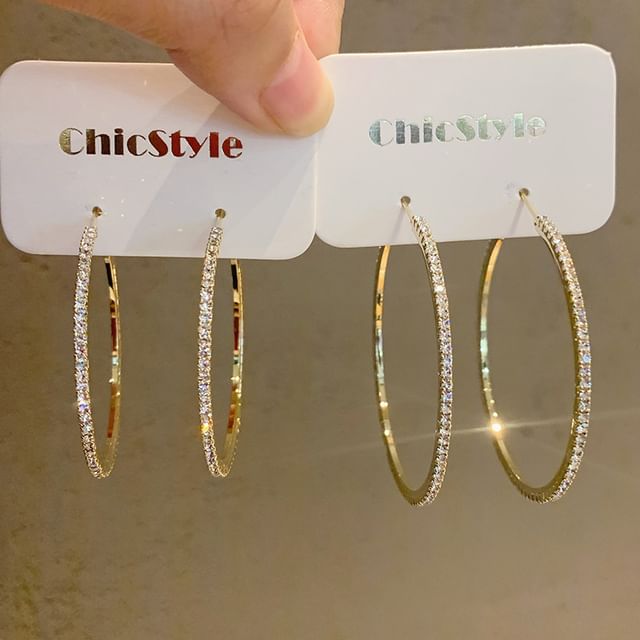 Hansha-Rhinestone Hoop Earring
