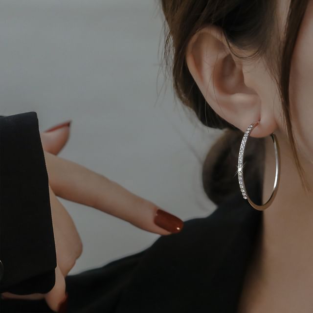 Hansha-Rhinestone Hoop Earring
