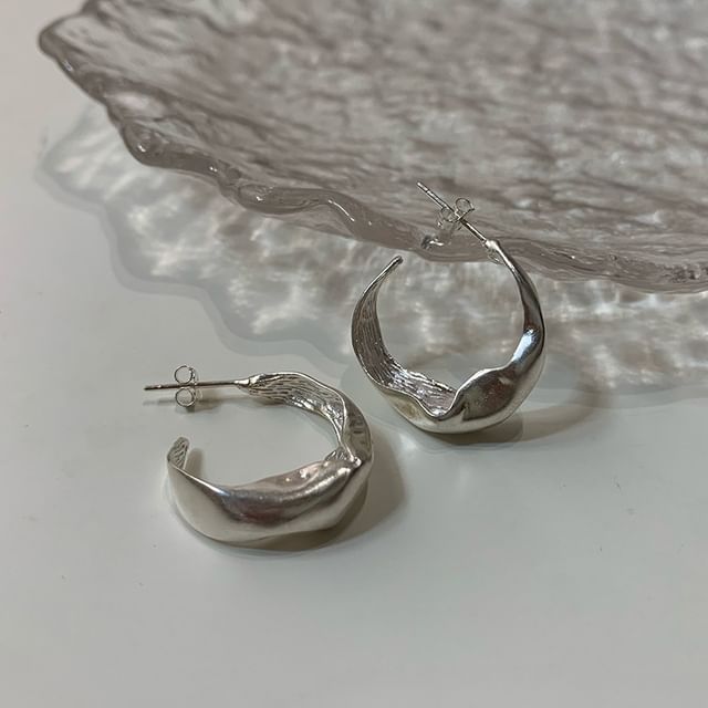 Hansha-Silver Tone Open Hoop Earring