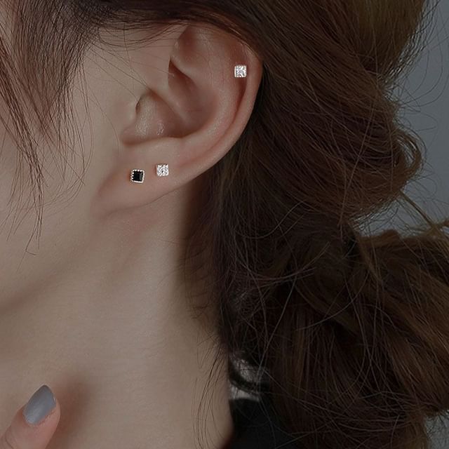 Hansha-Square Rhinestone Alloy Stud Earring Various Designs