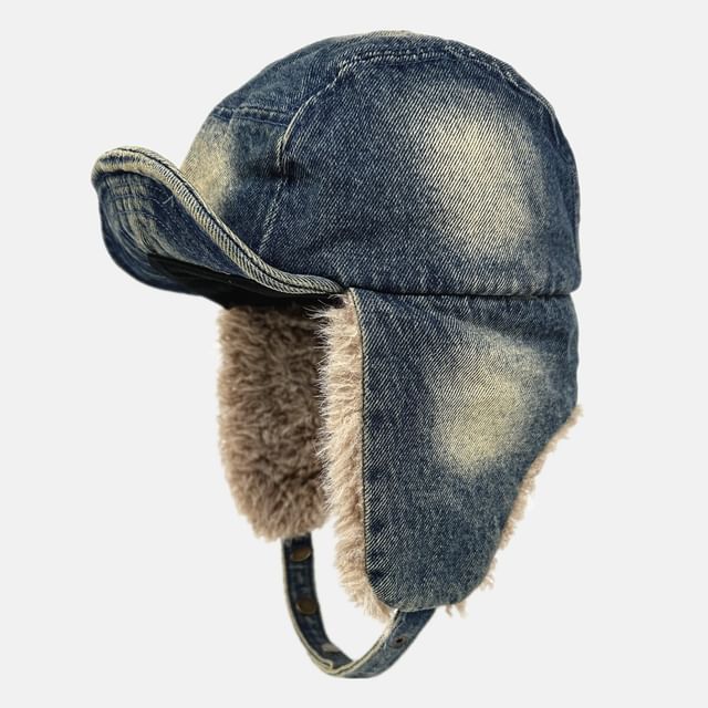 HARPY-Denim Fleece Lined Trapper Hat