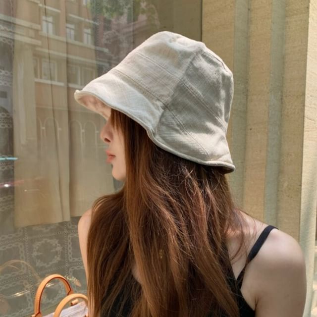 HATHOT-Linen Plain Cloche Hat