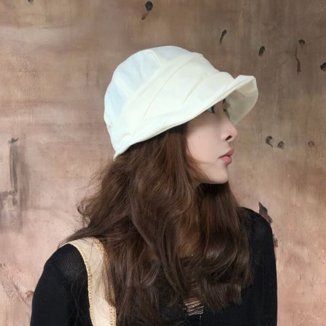 HATHOT-Linen Plain Slouchy Bucket Hat