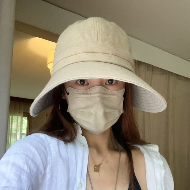 HATHOT-Plain Wide Brim Bucket Hat