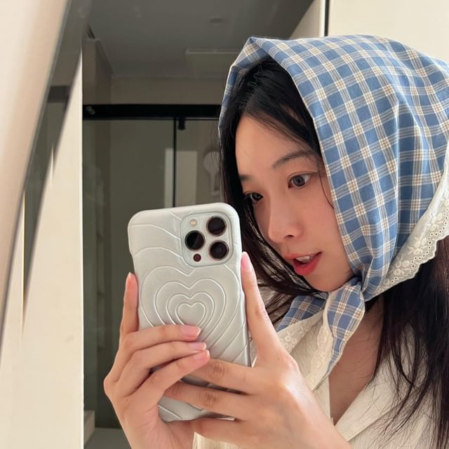 Hatrix-Lace Trim Plaid Triangle Head Scarf