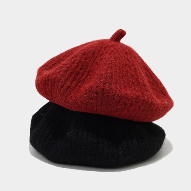 Hatrix-Plain Knit Beret Hat