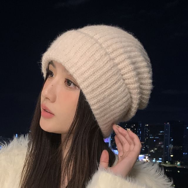 Hatrix-Plain Ribbed Knit Beanie