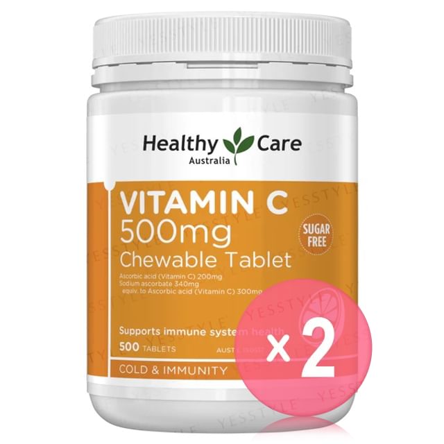 Healthy Care-Vitamin C 500mg Chewable Tablet 2pcs Bundle Set