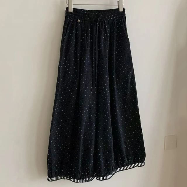 Heiti-High Waist Dotted Wide Leg Pants