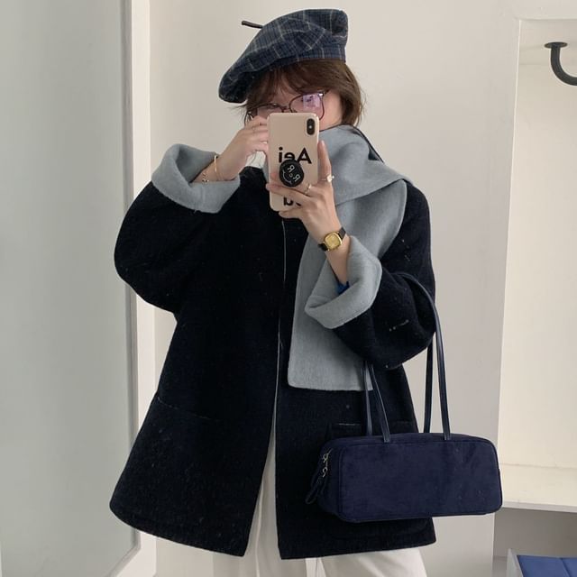 Heiti-Set Two Tone Coat Scarf