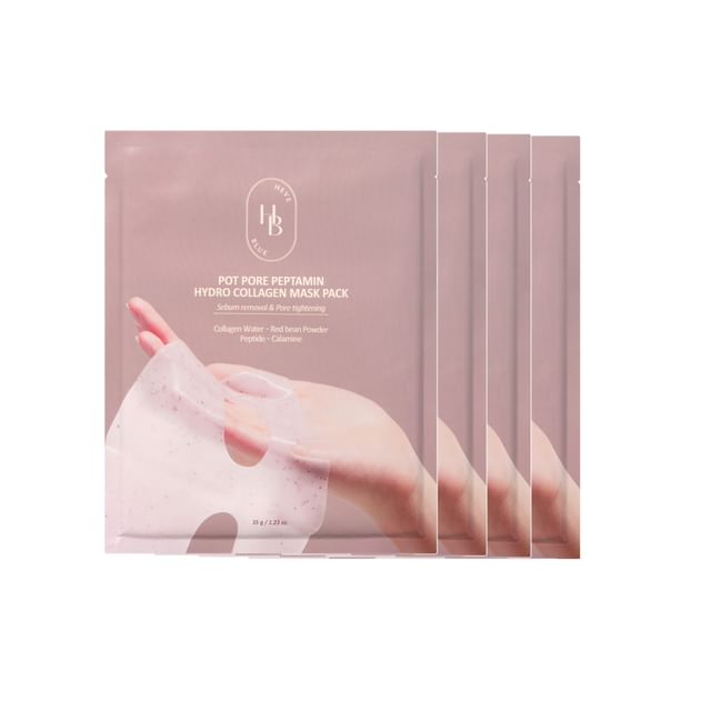 HEVEBLUE-Pot Pore Peptamin Hydro Collagen Mask Pack Set - Masques pores peptides collagène hydratants - 4 masques