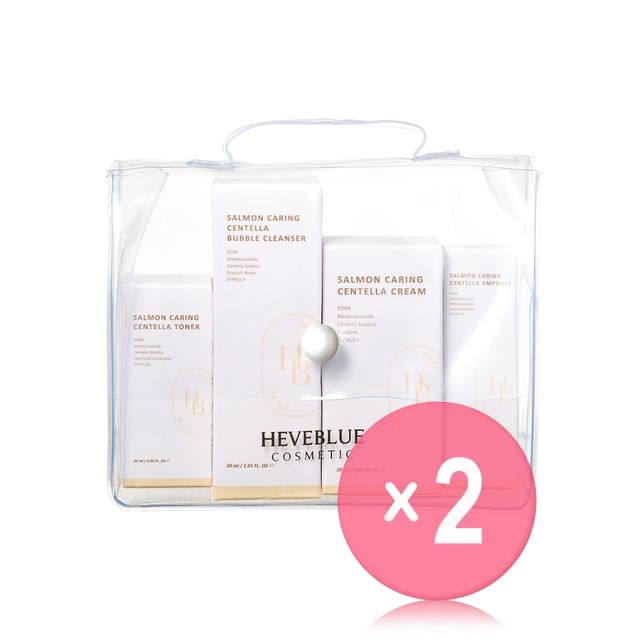 HEVEBLUE-Salmon Caring Centella Special Travel Kit Bag Set 2pcs Bundle Set