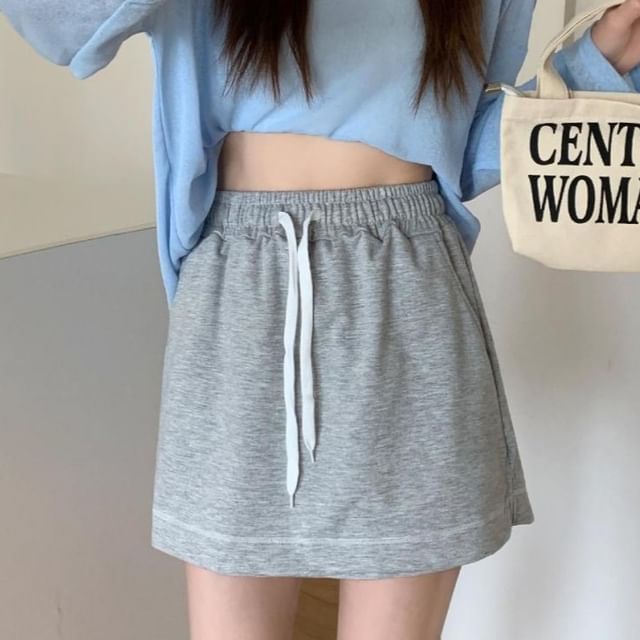 Hevnir-Elastic Waist Plain Skorts