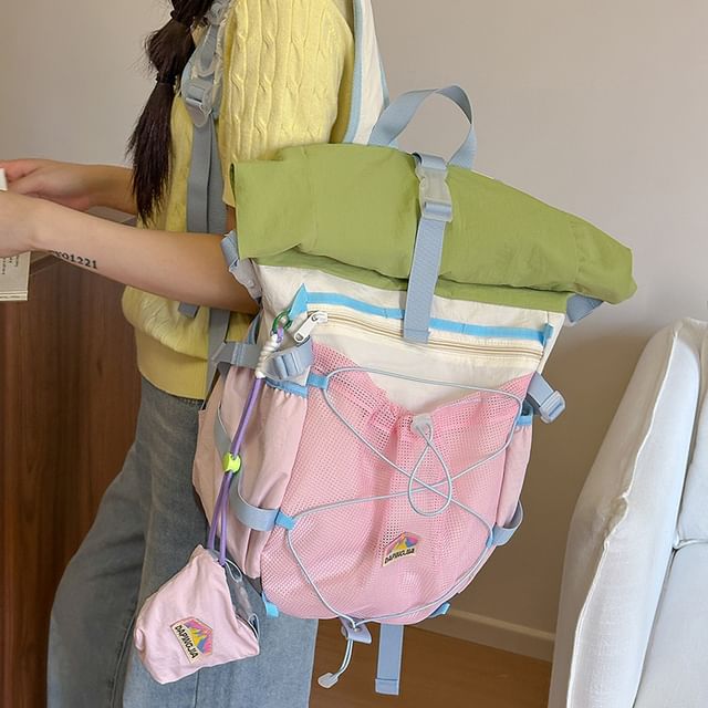 Hikuozy-Color Block Zip Backpack