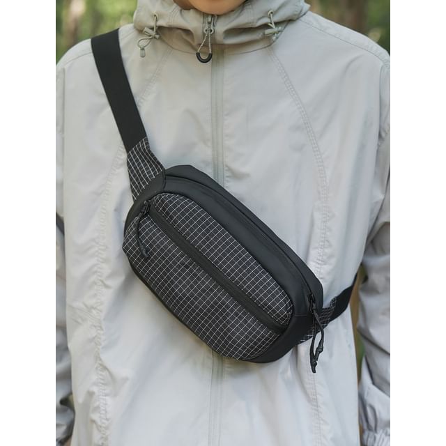 Hikuozy-Plaid Nylon Belt Bag
