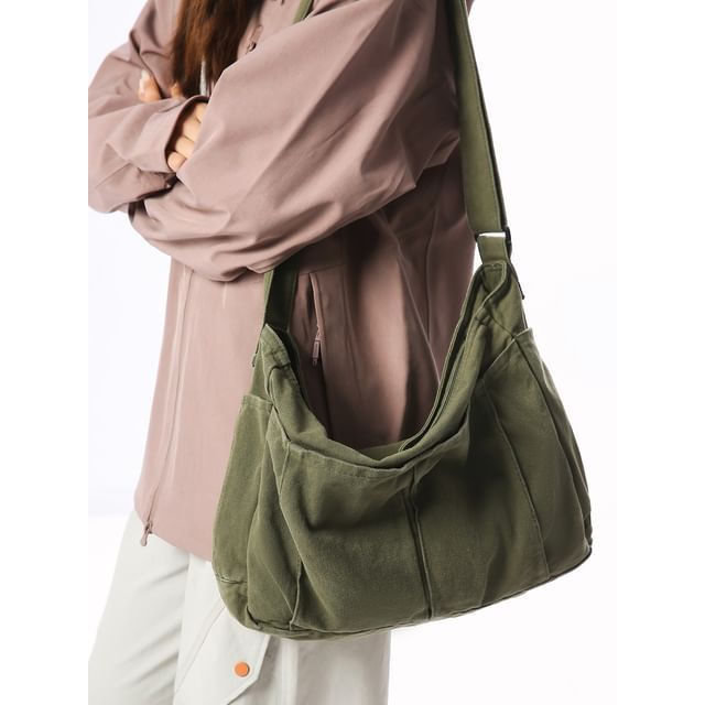 Hikuozy-Plain Canvas Shoulder Bag