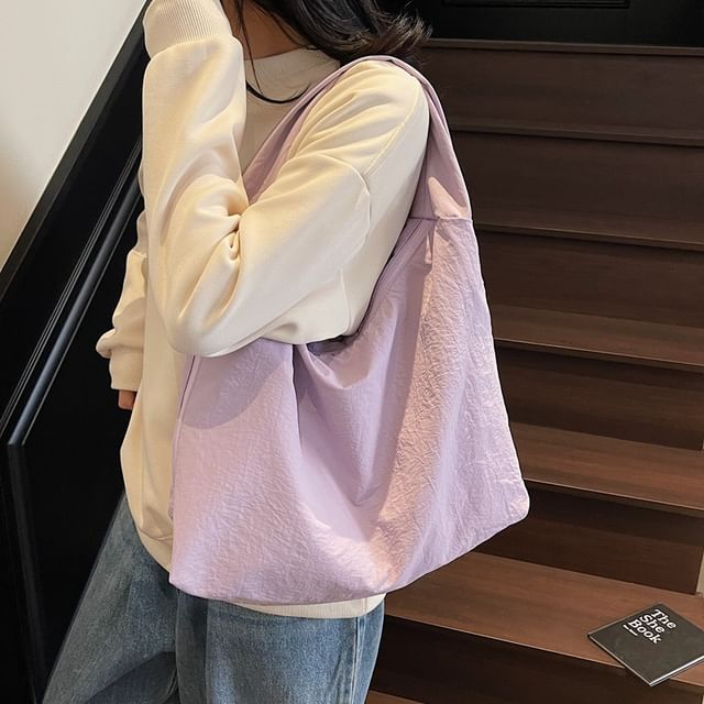 Hikuozy-Plain Zip Shoulder Bag
