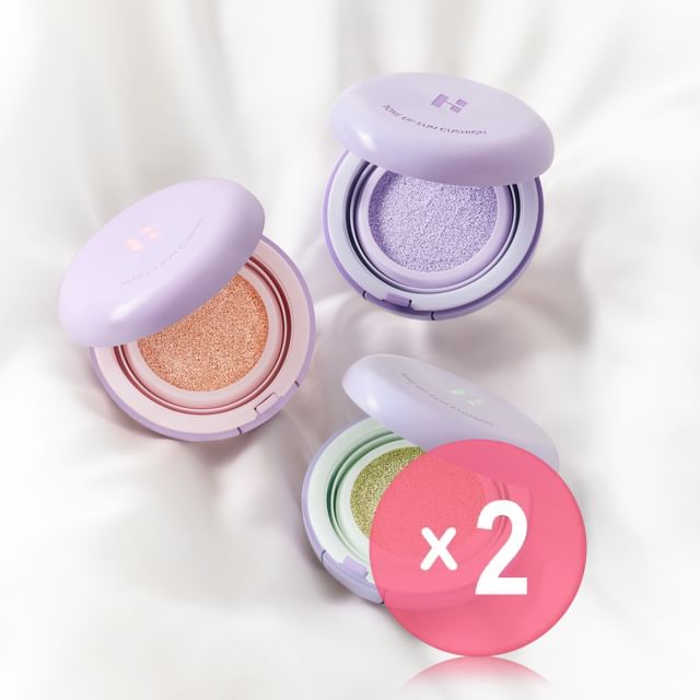HOLIKA HOLIKA-Makeup Tone-up Sun Cushion - 3 Types 2pcs Bundle Set