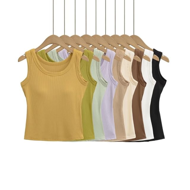 Hollahop-Crewneck Plain Tank Top