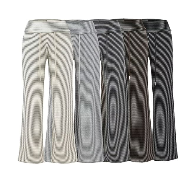 Hollahop-Drawstring Waist Striped Flared Sweatpants