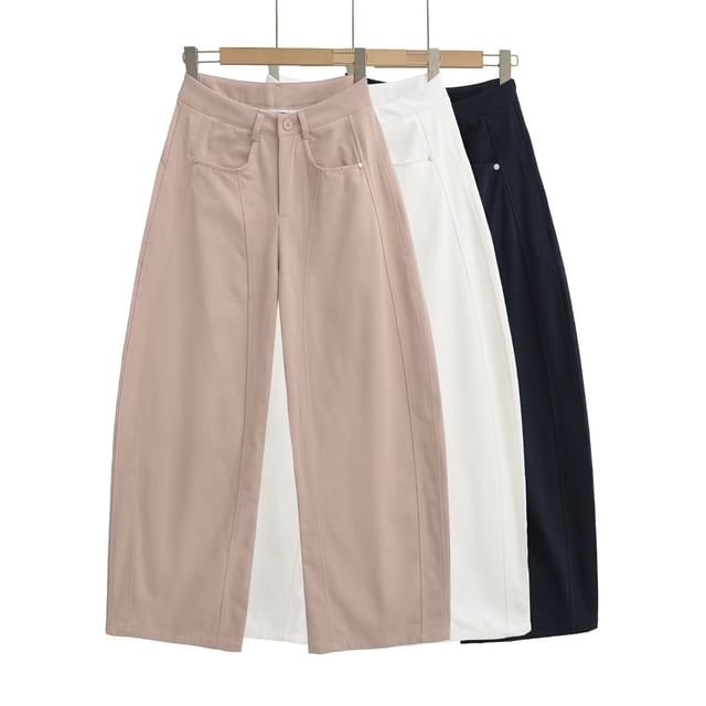 Hollahop-High Rise Plain Baggy Pants