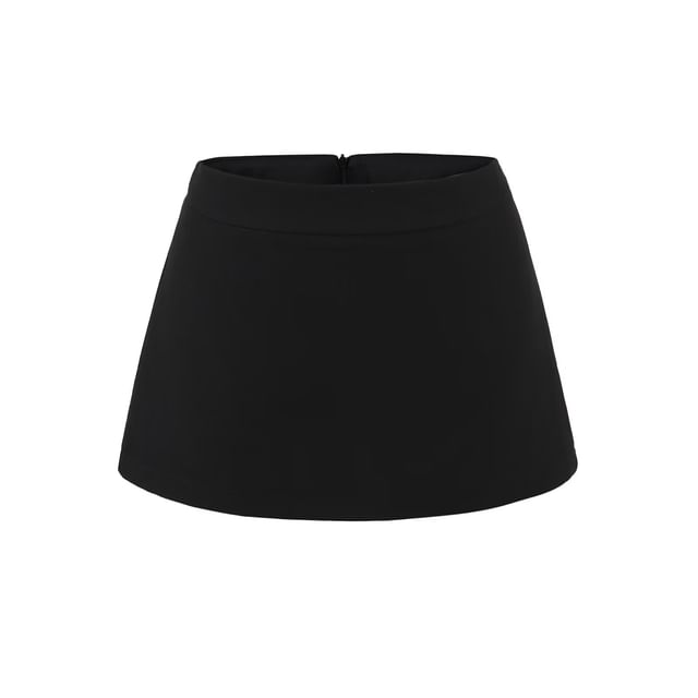 Hollahop-High Rise Plain Mini A-Line Skirt