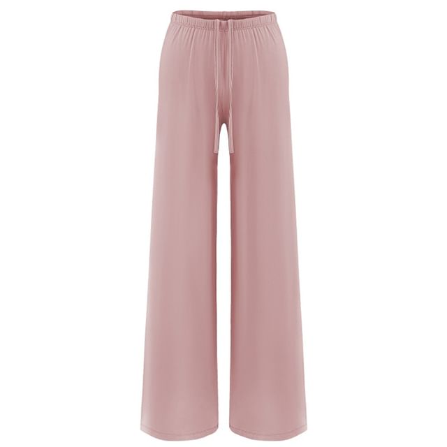 Hollahop-High Rise Plain Wide Leg Pants