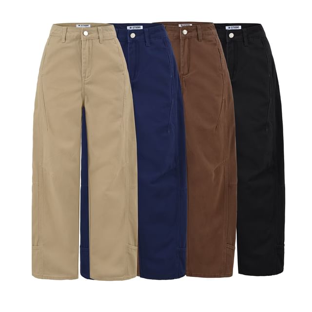 Hollahop-High Rise Plain Wide Leg Pants