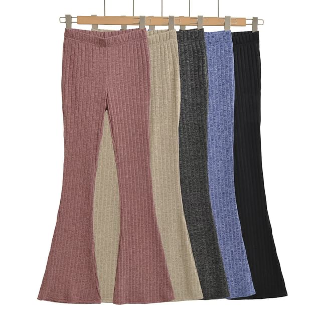 Hollahop-High Waist Knit Flared Pants