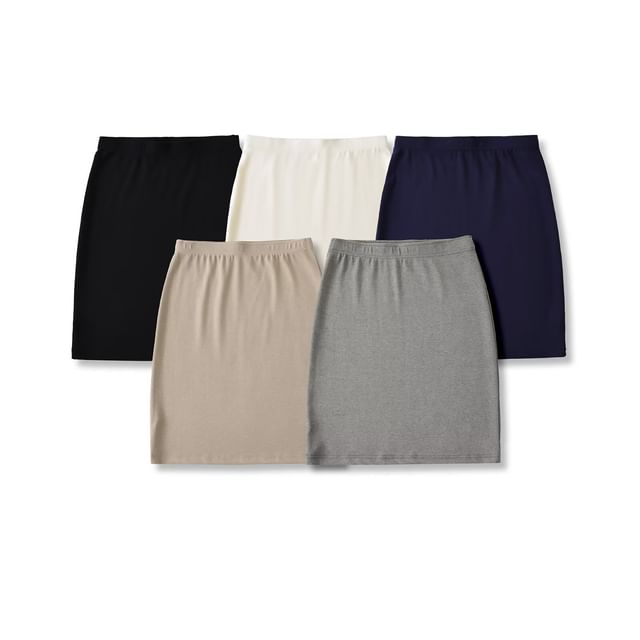 Hollahop-High Waist Plain Pencil Skirt