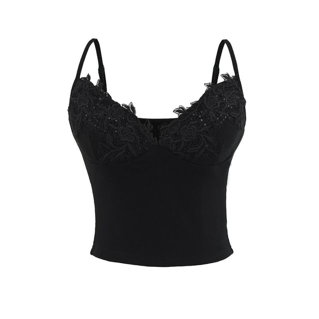 Hollahop-Lace Trim Plain Bra Top