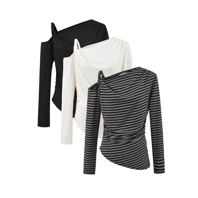 Hollahop-Long-Sleeve Asymmetrical Crop Tee