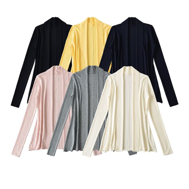 Hollahop-Open Front Plain Cardigan