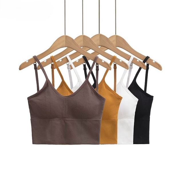 Hollahop-Plain Ribbed Bra Top