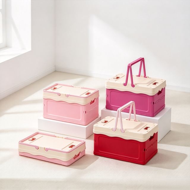 Home Flora-Medium Foldable Plastic Storage Organizer Box