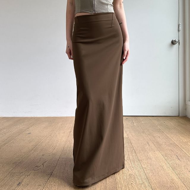 Honet-High Rise Plain Maxi Pencil Skirt