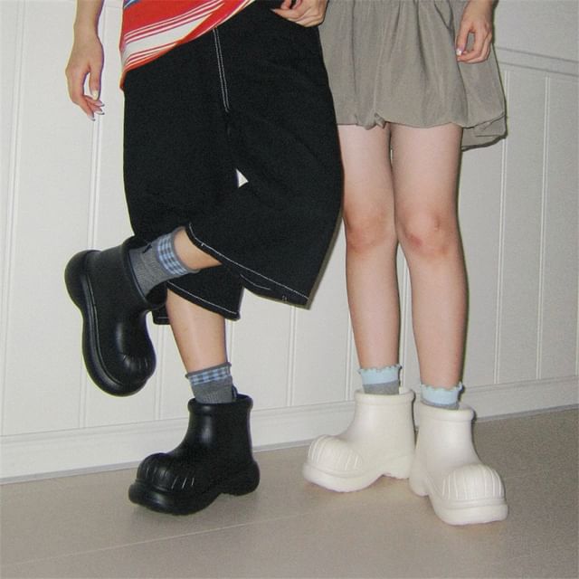 Honkizz-Plain Platform Rain Boots