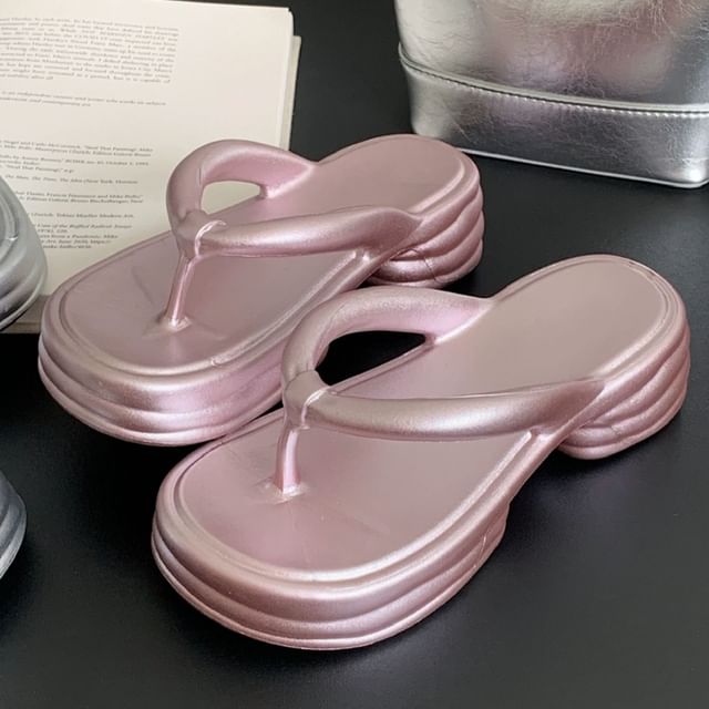 Honkizz-Platform Chunky Heel Flip-Flops