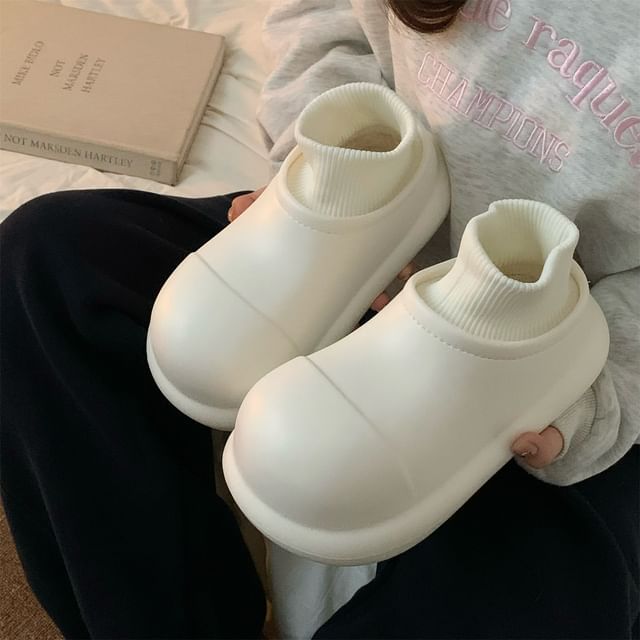 Honkizz-Platform Panel Fleece-Lined Shoes