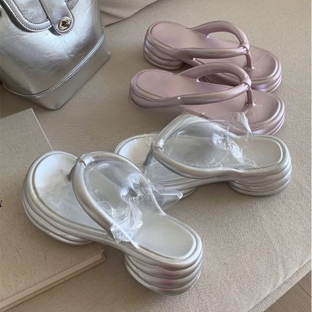 Honkizz-Platform Plain Flip Flops