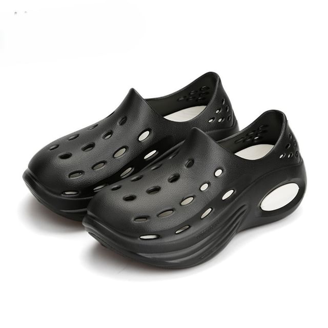 Hotmarzz-Platform Plain Hollowed Mules
