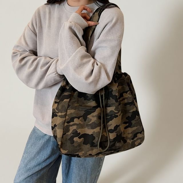 HOVERUP-Camo Print Drawstring Tote Bag