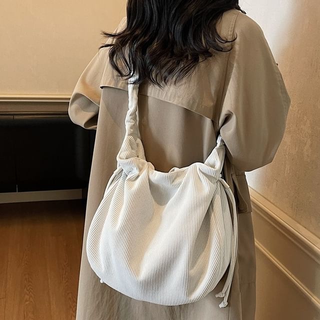HOVERUP-Corduroy Drawstring Shirred Shoulder Bag