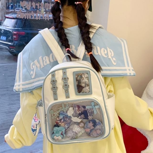 HOVERUP-Faux Leather Metallic Backpack