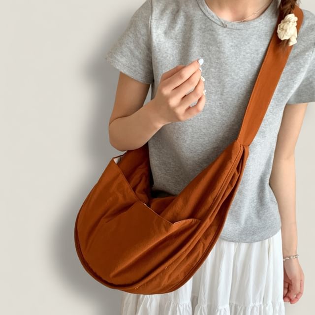 HOVERUP-Nylon Plain Hobo Bag