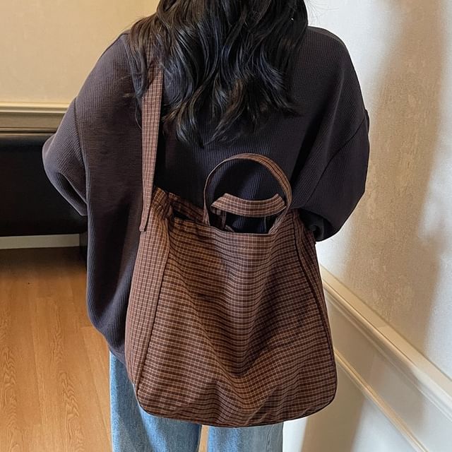 HOVERUP-Plaid Tote Bag
