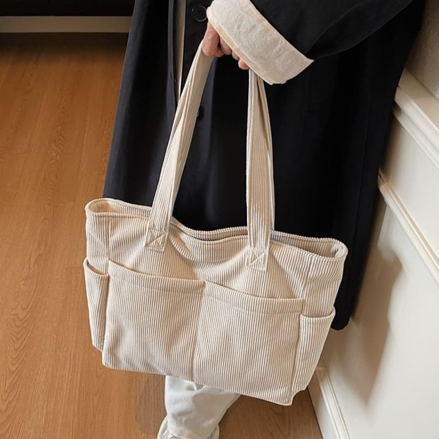 HOVERUP-Plain Corduroy Tote Bag