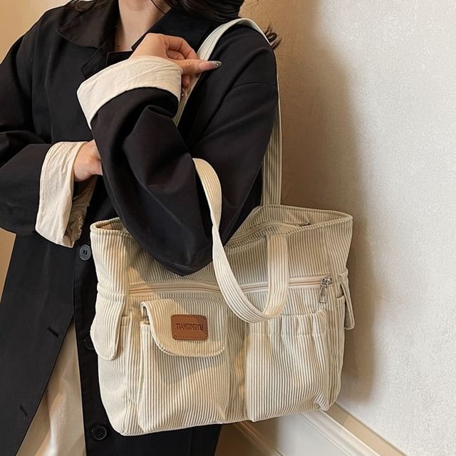 HOVERUP-Plain Corduroy Tote Bag