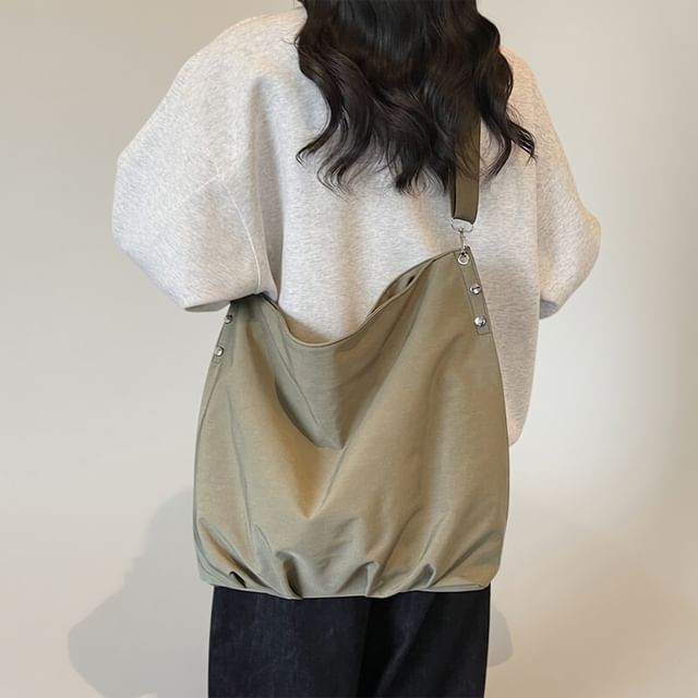 HOVERUP-Plain Nylon Crossbody Tote Bag