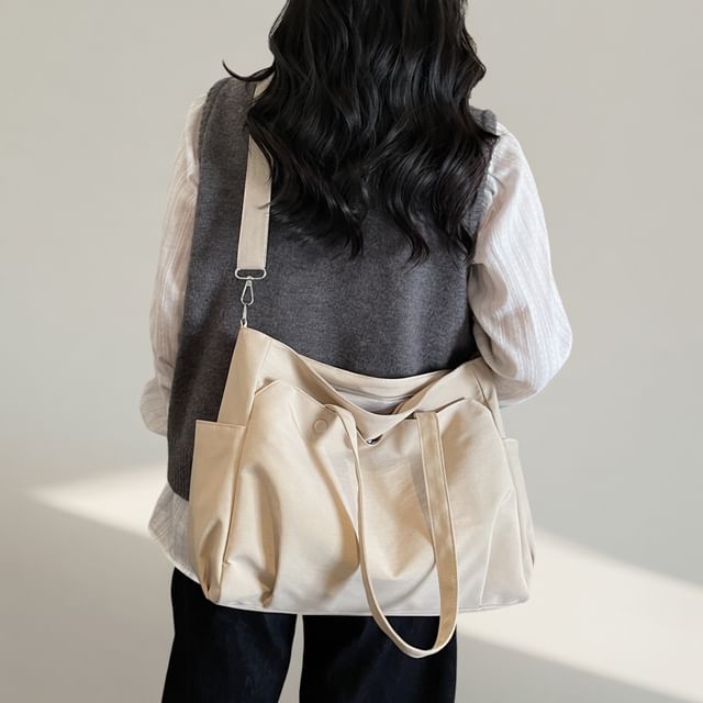 HOVERUP-Plain Nylon Crossbody Tote Bag